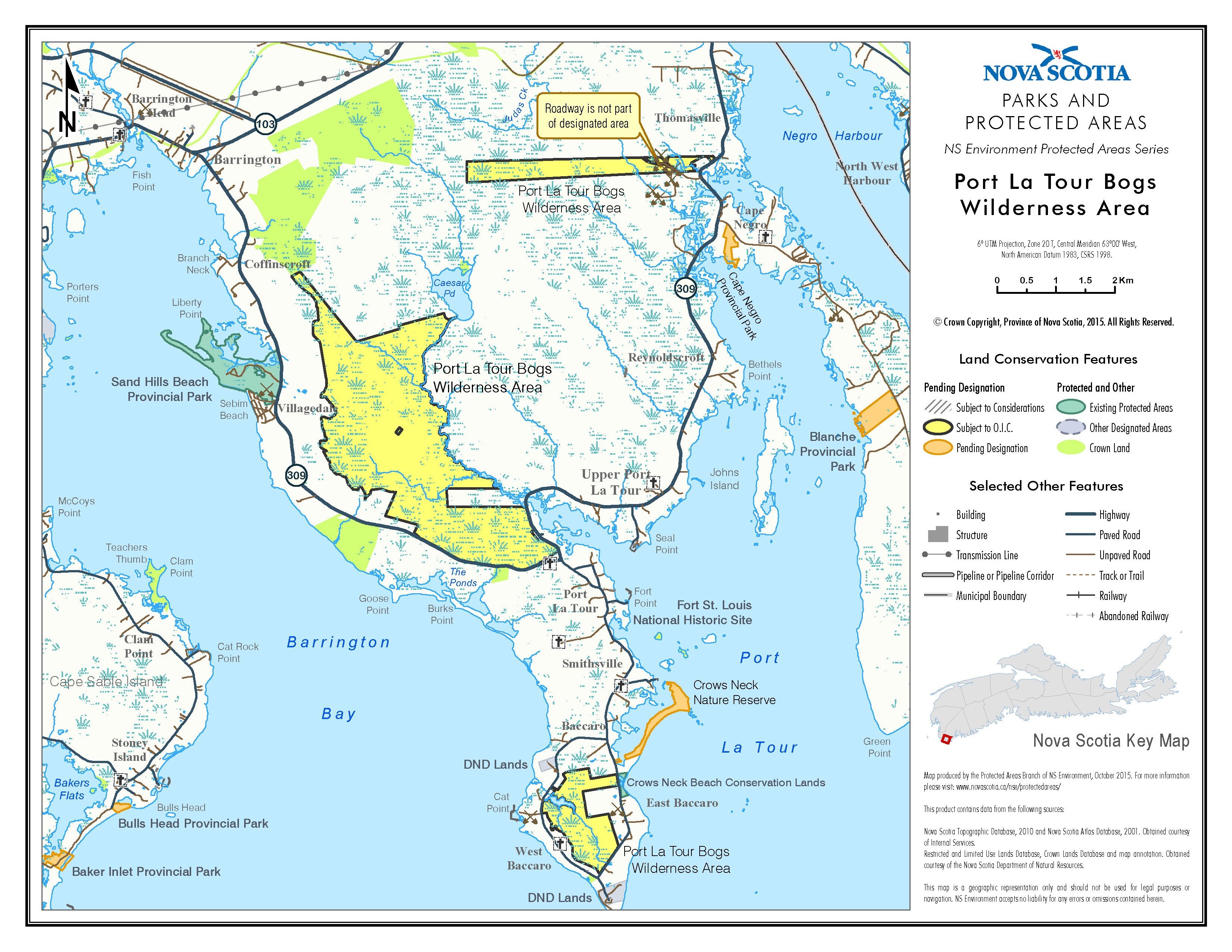 Approximate boundaries of Port La Tour Bogs Wilderness Area